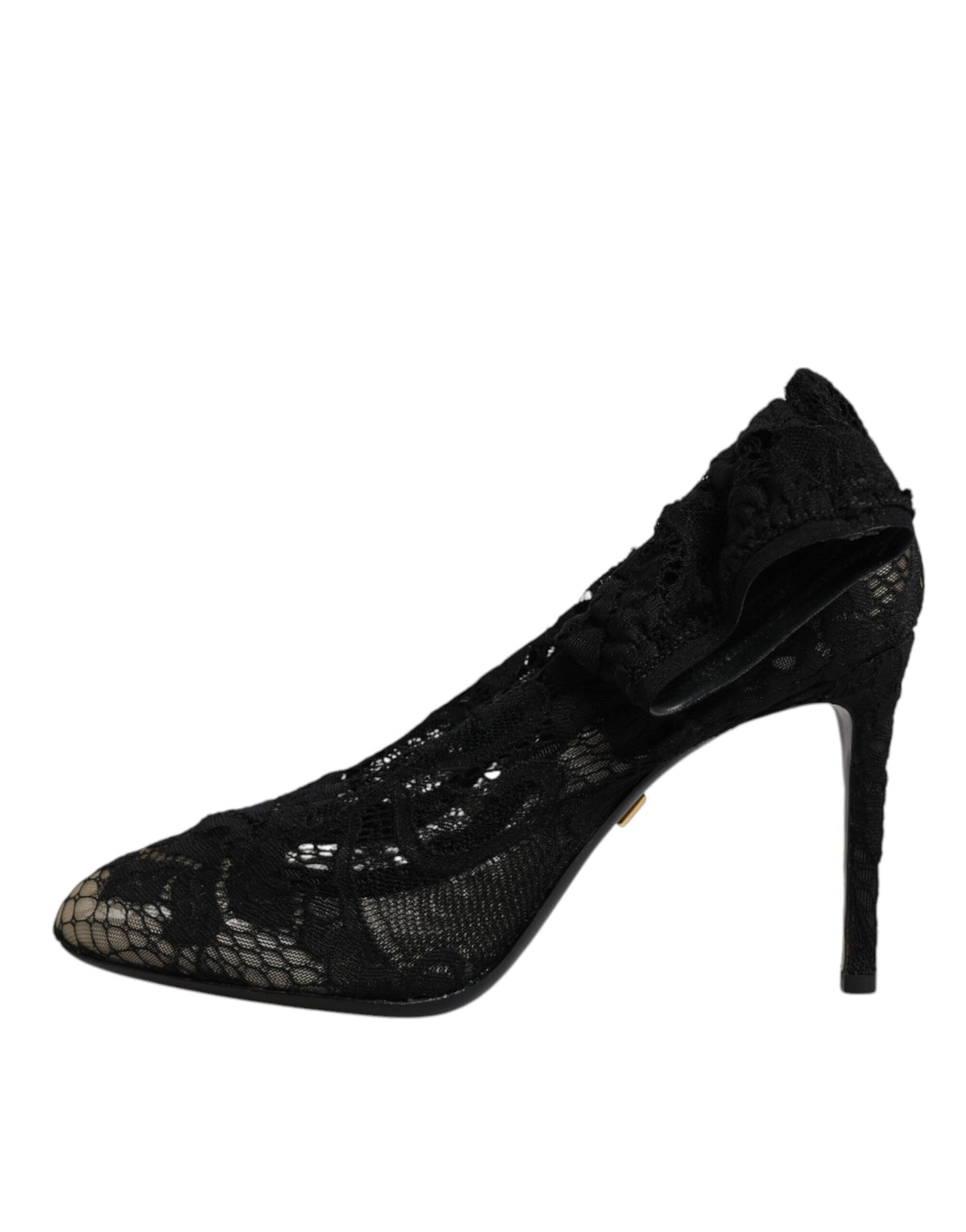Dolce & Gabbana Cizme cu Toc Negre din Dantelă