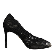 Dolce & Gabbana Cizme cu Toc Negre din Dantelă