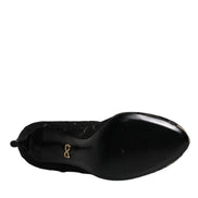 Dolce & Gabbana Cizme cu Toc Negre din Dantelă
