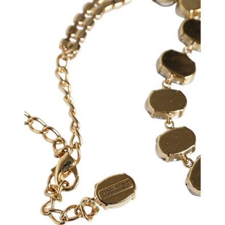 Colier Dolce & Gabbana cu lanț din zale din alamă aurie și cristal petală de trandafir