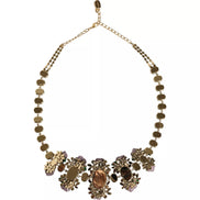 Colier Dolce & Gabbana cu lanț din zale din alamă aurie și cristal petală de trandafir