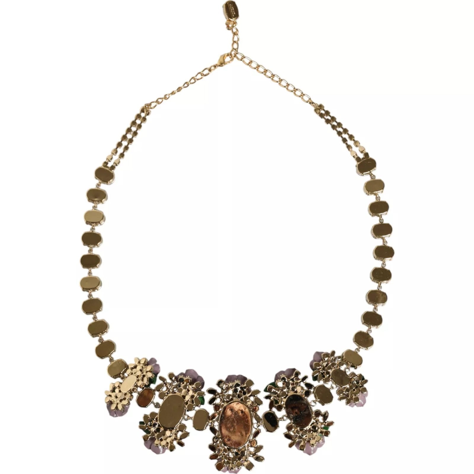 Colier Dolce & Gabbana cu lanț din zale din alamă aurie și cristal petală de trandafir