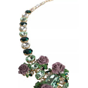 Colier Dolce & Gabbana cu lanț din zale din alamă aurie și cristal petală de trandafir
