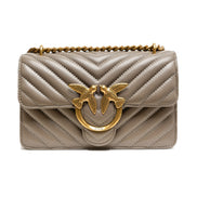 PINKO Grey Love One Mini Chevron Shoulder Bag
