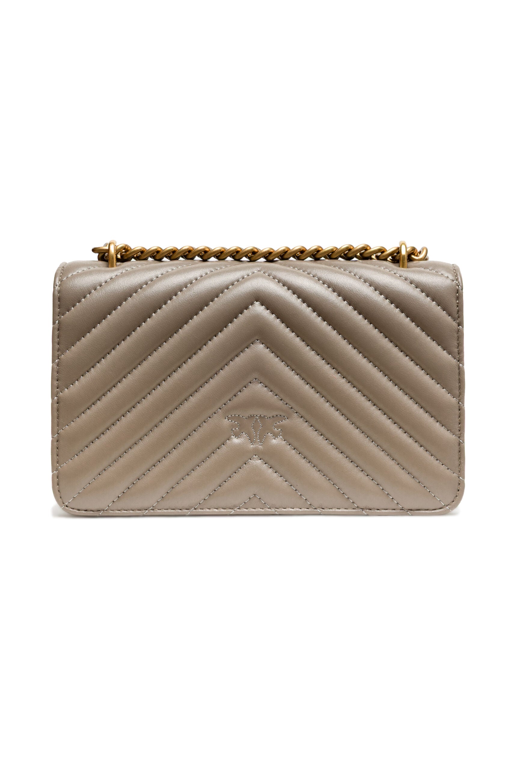 PINKO Grey Love One Mini Chevron Shoulder Bag