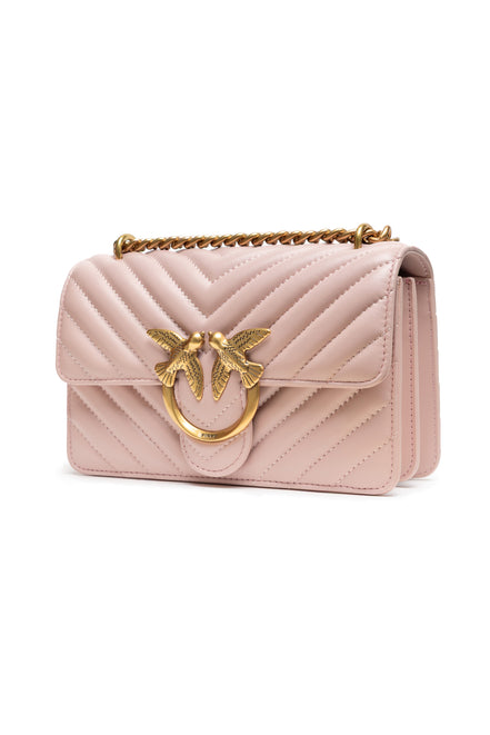 PINKO Powder Pink Love One Mini Chevron Shoulder Bag