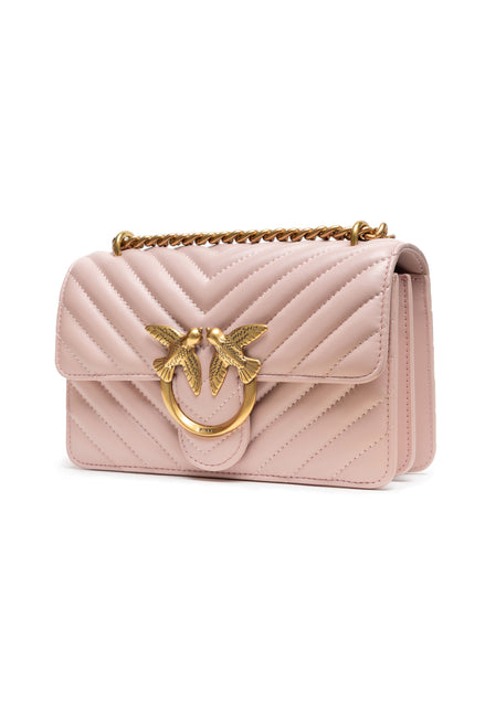 PINKO Powder Pink Love One Mini Chevron Shoulder Bag