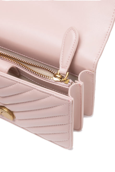 PINKO Powder Pink Love One Mini Chevron Shoulder Bag