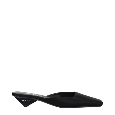 Sandale plate Prada din satin negru