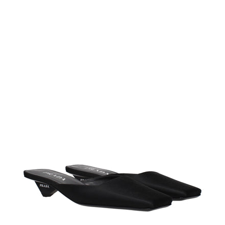 Sandale plate Prada din satin negru