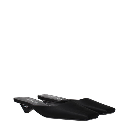 Sandale plate Prada din satin negru