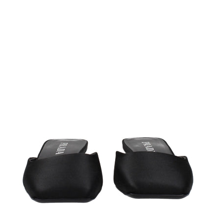 Sandale plate Prada din satin negru