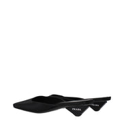 Sandale plate Prada din satin negru