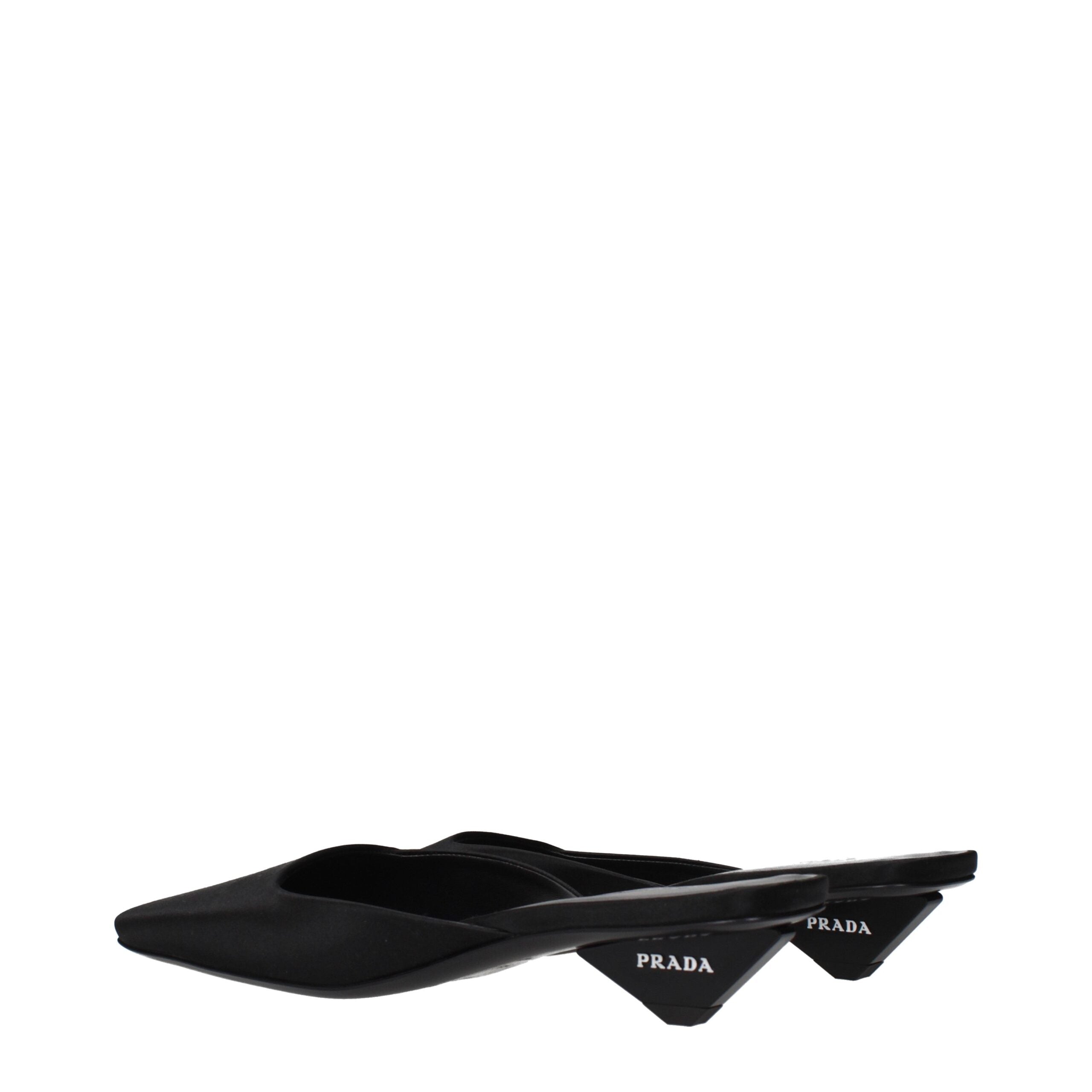 Sandale plate Prada din satin negru