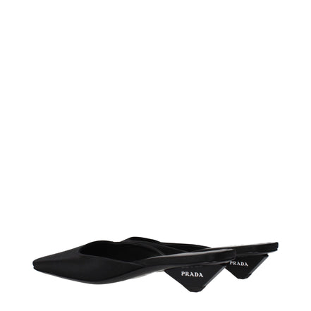 Sandale plate Prada din satin negru