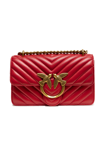 PINKO Red Love One Mini Chevron Shoulder Bag