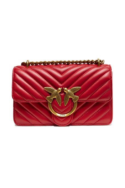 PINKO Red Love One Mini Chevron Shoulder Bag