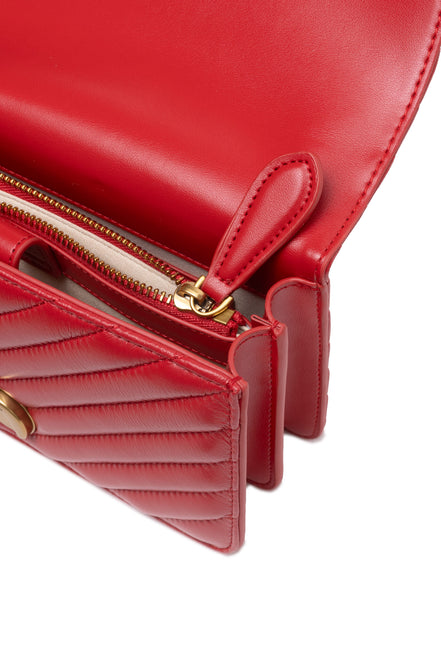 PINKO Red Love One Mini Chevron Shoulder Bag