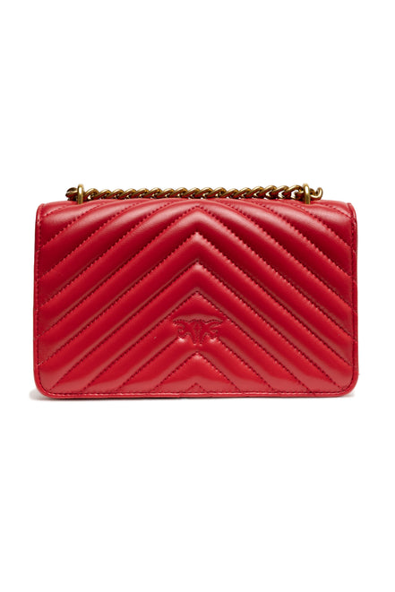 PINKO Red Love One Mini Chevron Shoulder Bag