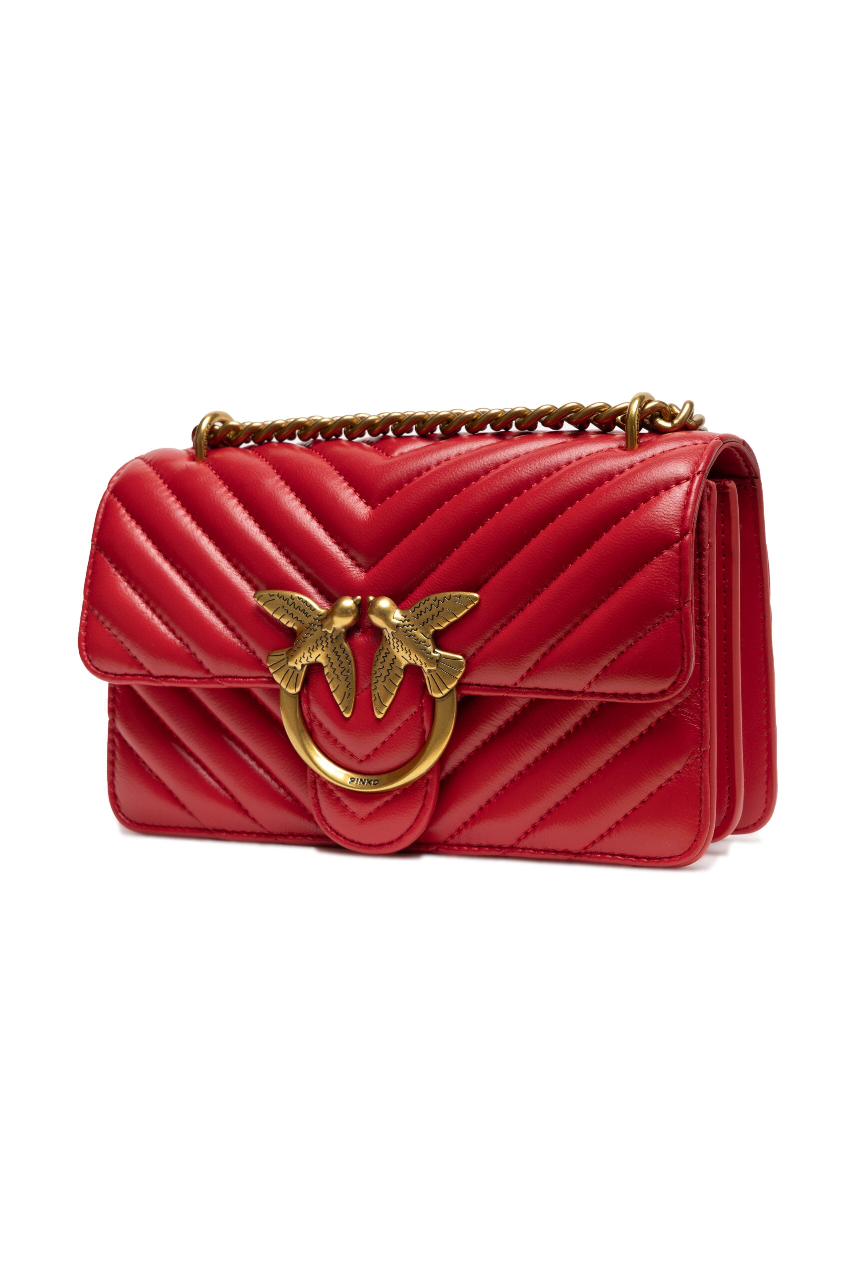 PINKO Red Love One Mini Chevron Shoulder Bag