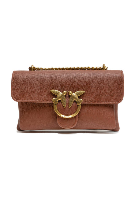PINKO Brown Love Boucle Riga Mini Crossbody Bag