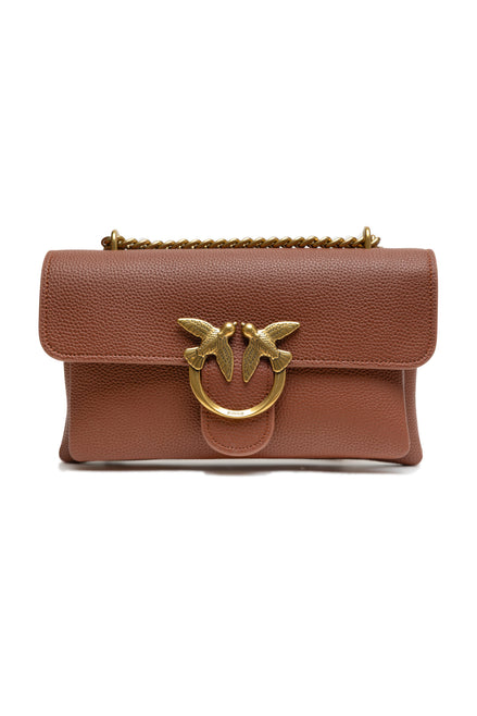 PINKO Brown Love Boucle Riga Mini Crossbody Bag