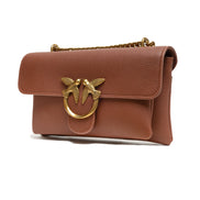 PINKO Brown Love Boucle Riga Mini Crossbody Bag