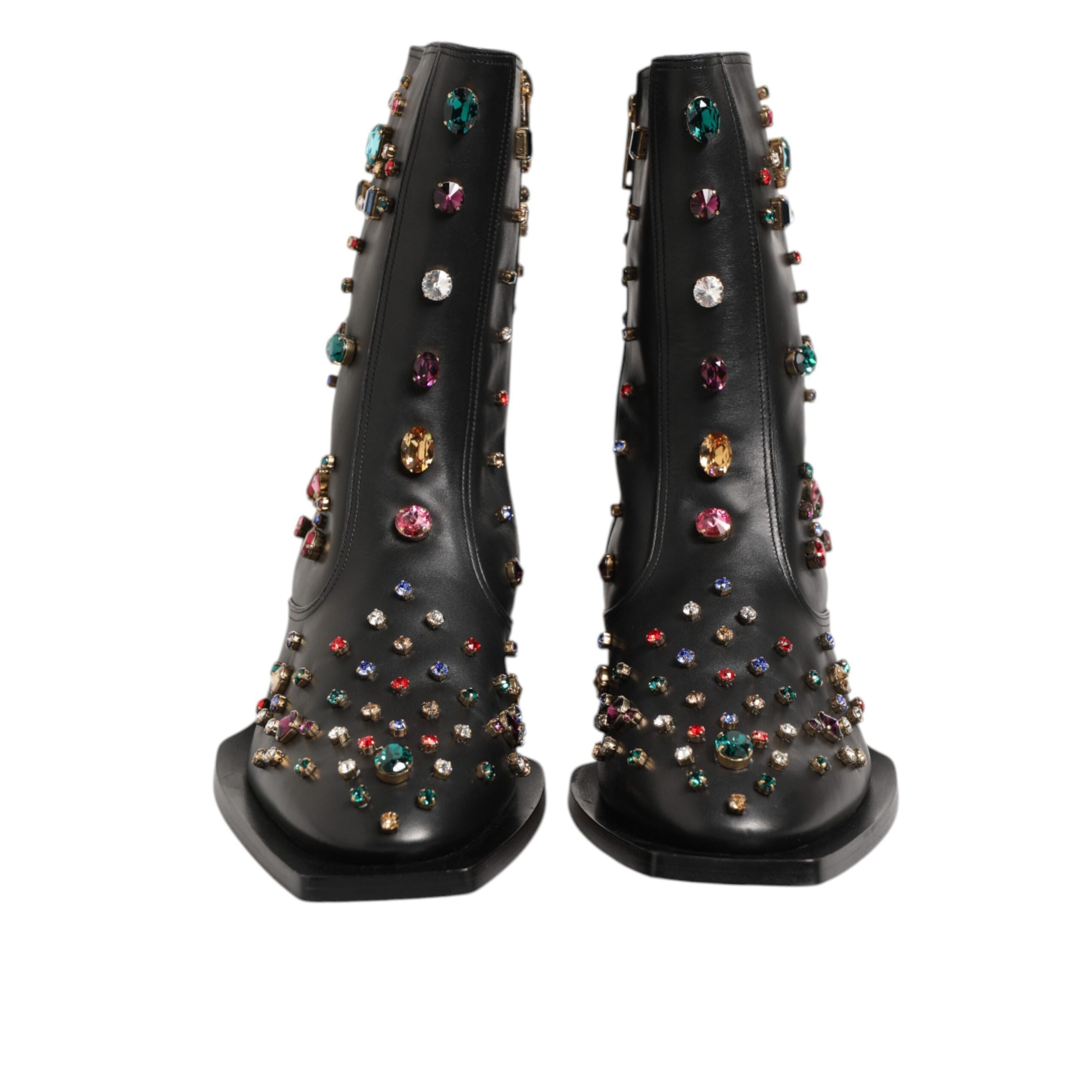 Dolce & Gabbana Black Crystal Embellished Short Boots
