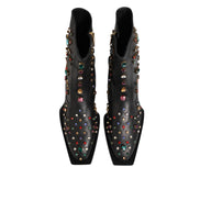 Dolce & Gabbana Black Crystal Embellished Short Boots