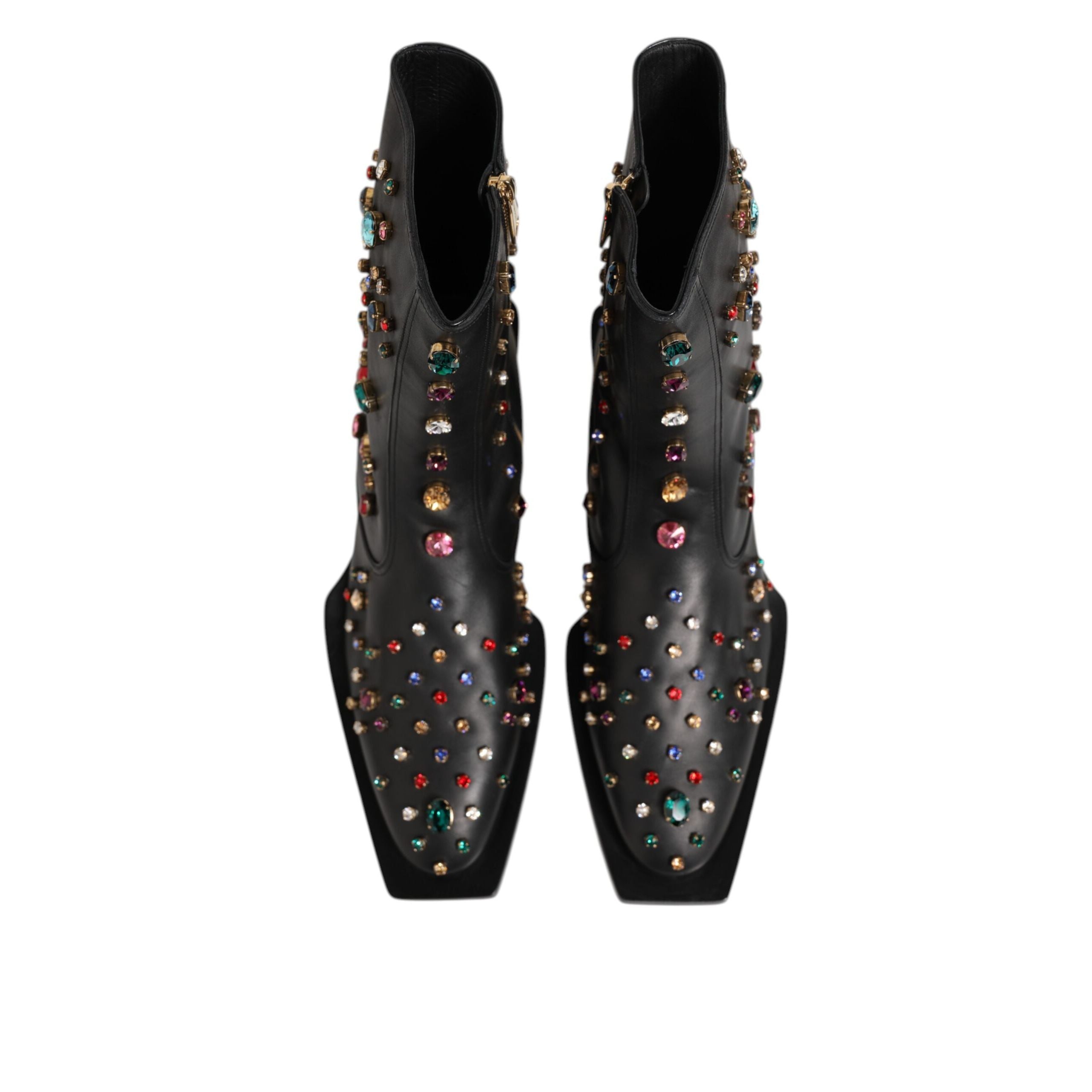 Dolce & Gabbana Black Crystal Embellished Short Boots