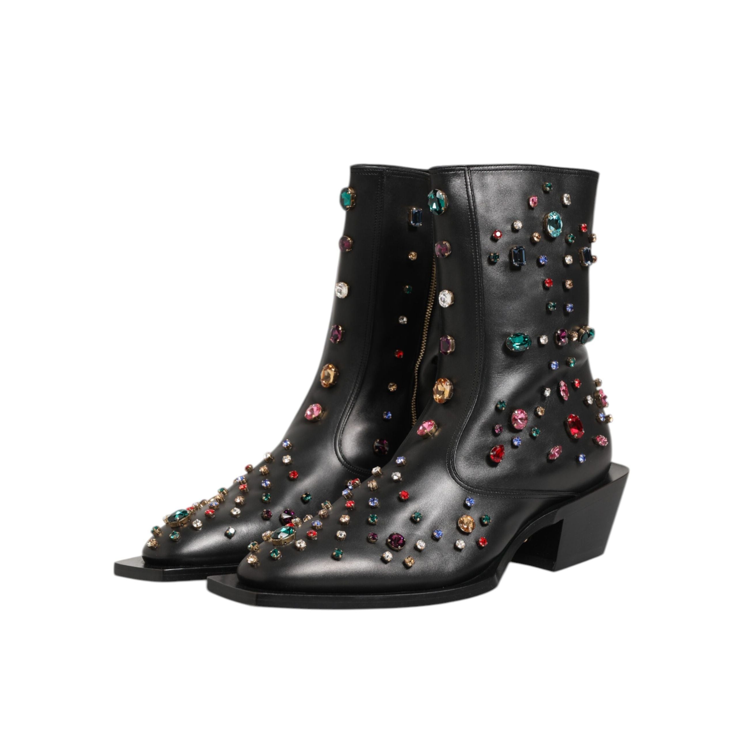 Dolce & Gabbana Black Crystal Embellished Short Boots