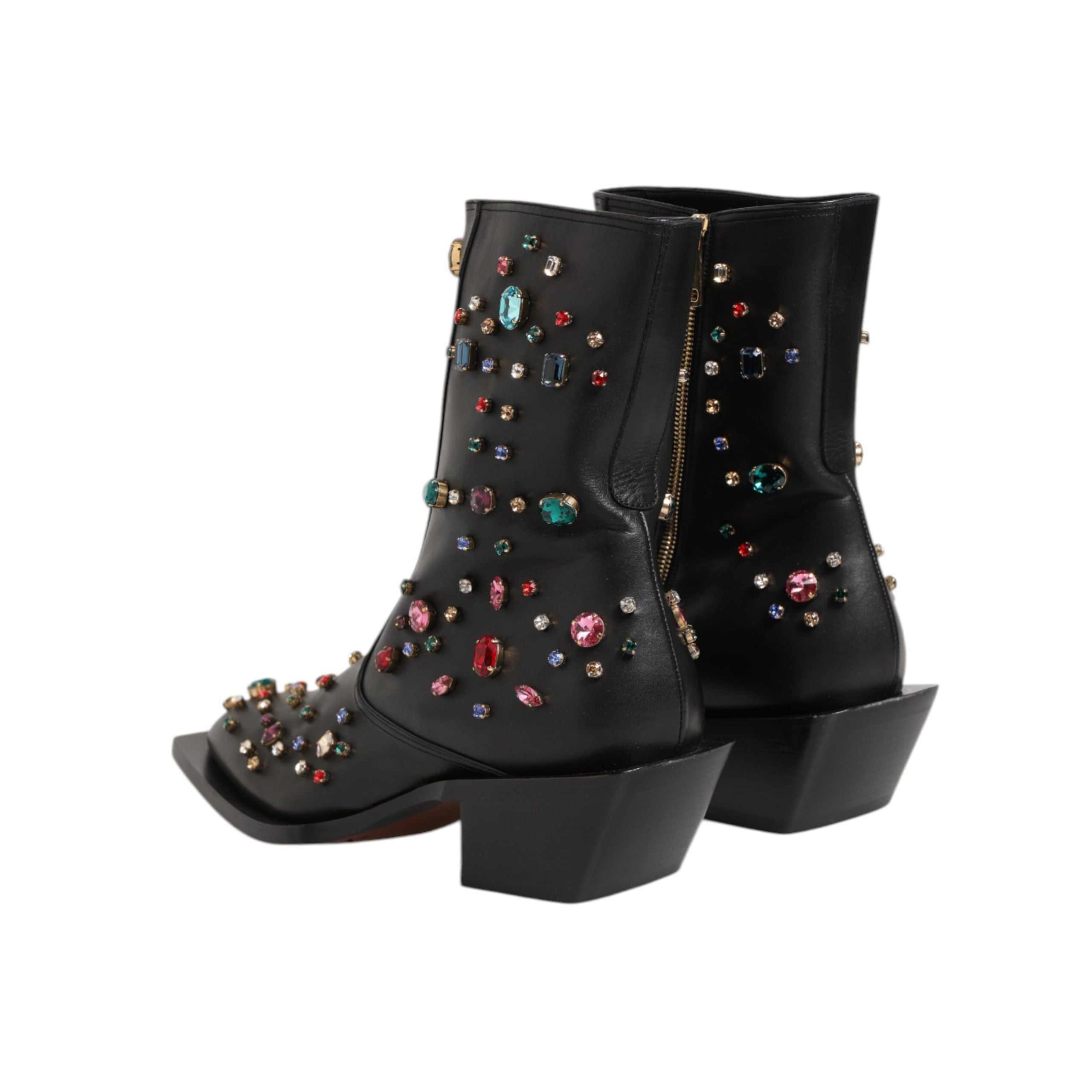 Dolce & Gabbana Black Crystal Embellished Short Boots