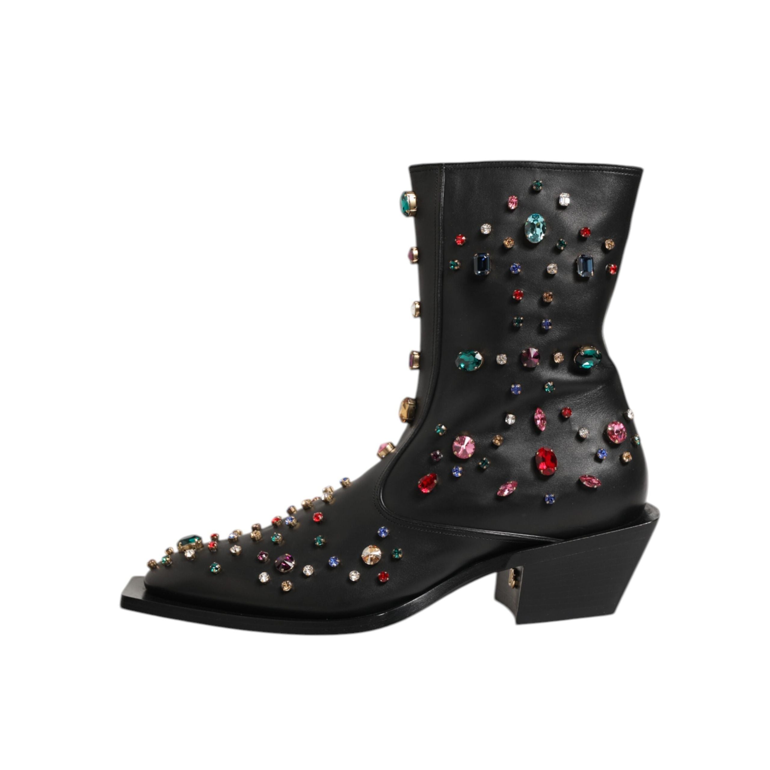 Dolce & Gabbana Black Crystal Embellished Short Boots
