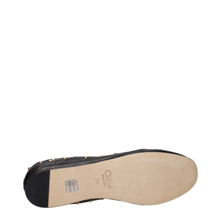 Balerini Chloé din piele neagră