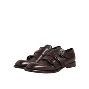 Dolce & Gabbana Brown Leather Monk Strap Derby Shoes