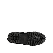 Dolce & Gabbana Dress Black Fur Leather Slippers