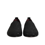 Mocasini tip rochie slip-on din brocart negru Dolce & Gabbana