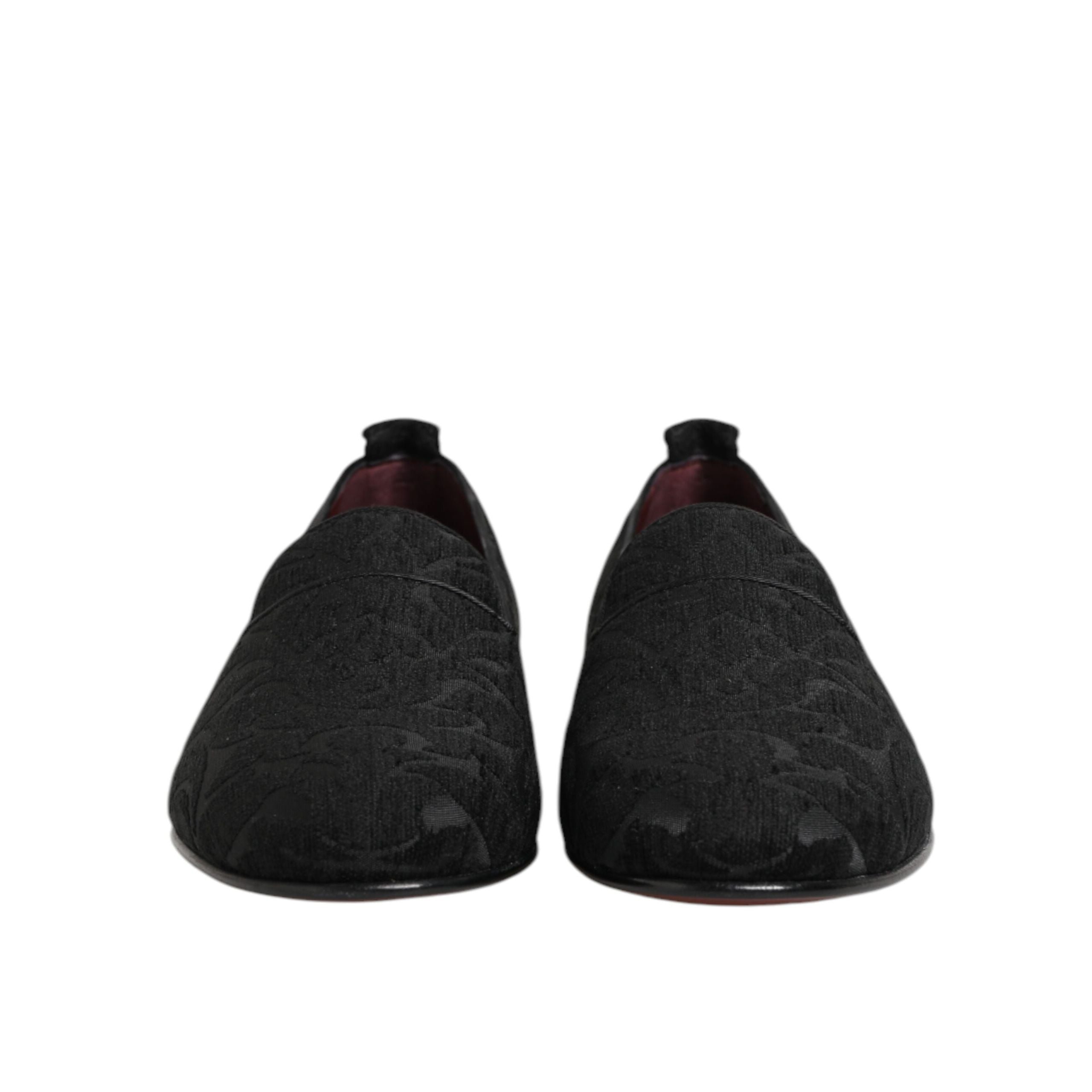 Mocasini tip rochie slip-on din brocart negru Dolce & Gabbana