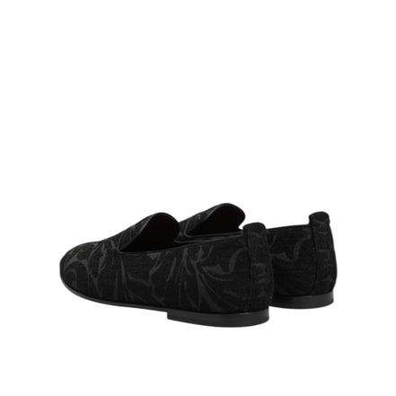 Mocasini tip rochie slip-on din brocart negru Dolce & Gabbana