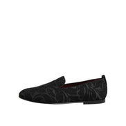Mocasini tip rochie slip-on din brocart negru Dolce & Gabbana