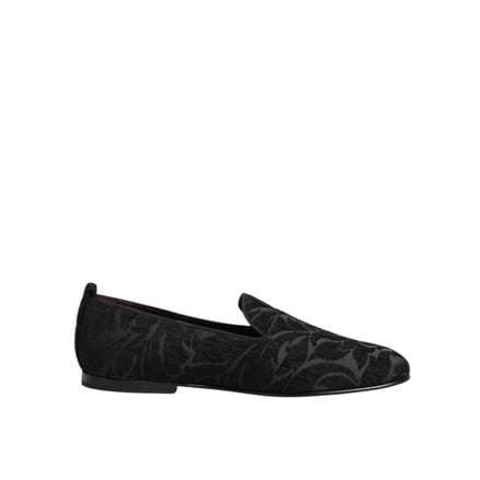 Dolce & Gabbana Black Brocade Slip-On Dress Loafers