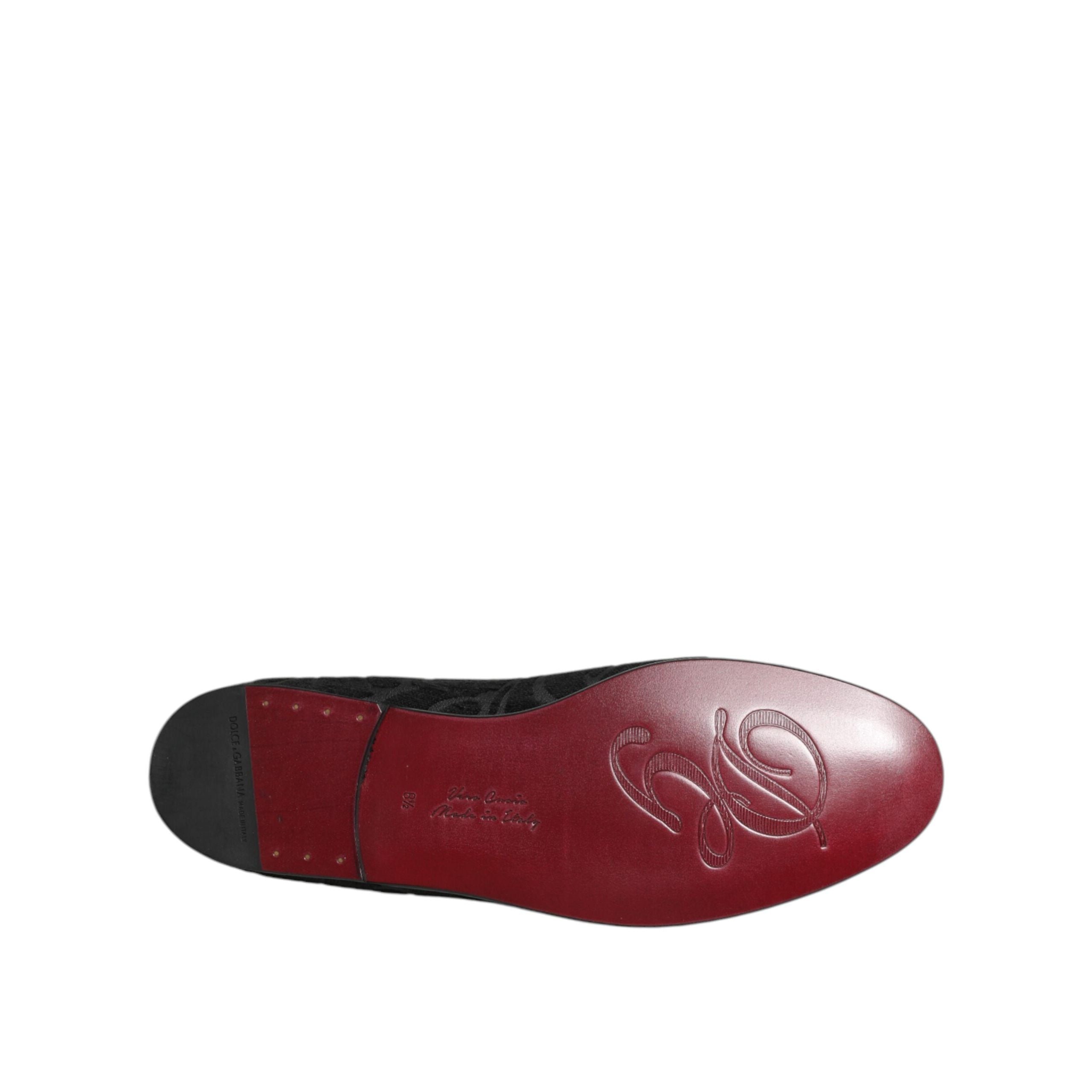 Mocasini tip rochie slip-on din brocart negru Dolce & Gabbana