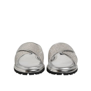 Dolce & Gabbana Silver Strass Slide Flats