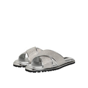 Dolce & Gabbana Silver Strass Slide Flats
