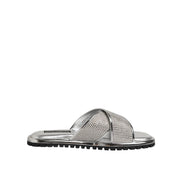 Dolce & Gabbana Silver Strass Slide Flats