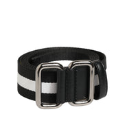 Dolce & Gabbana Black White Striped Metal Buckle Belt