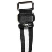 Dolce & Gabbana Black White Striped Metal Buckle Belt