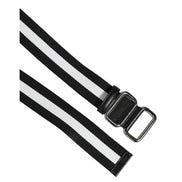 Dolce & Gabbana Black White Striped Metal Buckle Belt