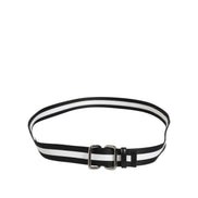 Dolce & Gabbana Black White Striped Metal Buckle Belt