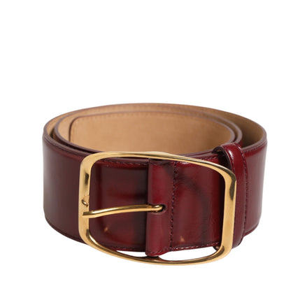Dolce & Gabbana Burgundy Leather Gold Metal Buckle Belt